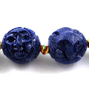 Compositive coral bead, face and fox, 16x20mm, 16pcs per st [CRFL09C10]