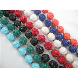 Compositive coral bead, face and fox, mxied color, 16x20mm, 16pcs per st [CRFL09MIX]