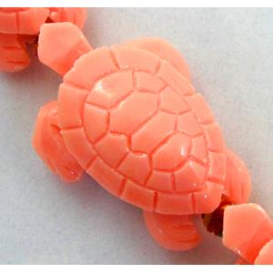 Compositive coral bead, tortoise, pink, 24x35mm, 11pcs per st [CRFL10C07]