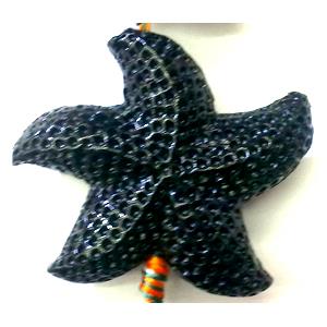 Compositive coral bead, starfish, black, approx 20mm [CRFL12C05-20MM]