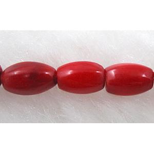 dyed Coral Beads, rice, 5x8mm, 16 inch length [CROT01]