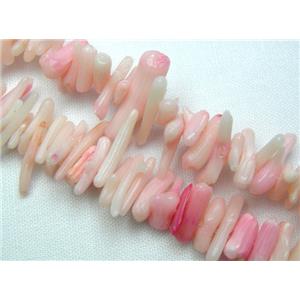 chip coral bead, dyed, pink/white, approx 4-12mm, 16 inch [CRCS04]