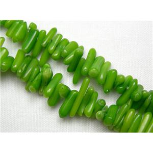 chip coral beads, dyed, green, approx 4-12mm, 16 inch [CRCS05]
