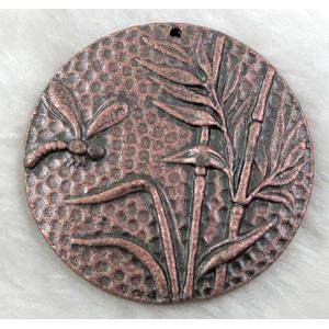 Tibetan Silver Charms, red copper, 40mm dia [DK10000ARP]