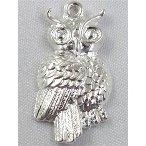 Tibetan Silver Owl Charms pendants, silver plated, 20x35mm [DK10008SP]