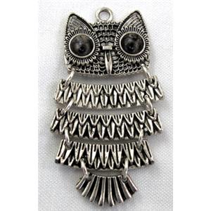 Tibetan Silver Owl Charms pendants, 25x50mm [DK10009]