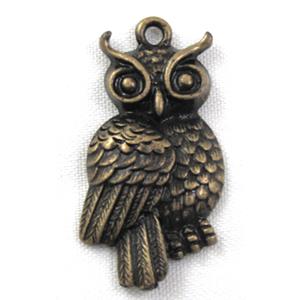 Tibetan Silver Owl Charms pendants, Antique bronze, 20x35mm [DK10008BP]