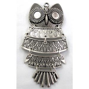 Tibetan Silver Owl Charms pendants, 50x90mm [DK10010]