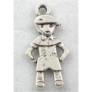 Tibetan Silver boy pendants, 10x21mm [DK10013]
