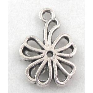 Tibetan Silver clover pendants, Zn Alloy, 12x19mm [DK10016]