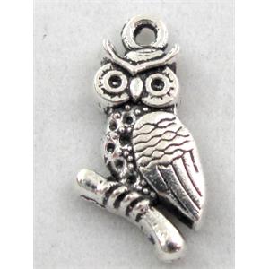 Tibetan Silver owl pendants, Zn Alloy, 10x20mm [DK10017]