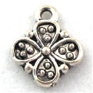 Tibetan Silver clover pendants, Zn Alloy, 12x14mm [DK10023]