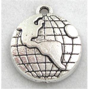 Tibetan Silver earth pendants, Zn Alloy, 16.5mm dia [DK10025]