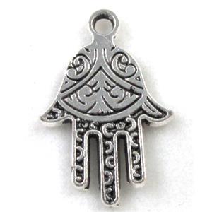tibetan silver Hamsa Hand Pendant, Zn Alloy, 14x22mm [DK10033]