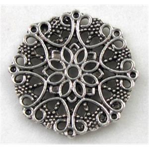 Tibetan Silver spacers, Non-Nickel, Zn alloy, 22mm dia [DK10035]