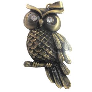 Tibetan Silver Owl pendant, lead and nickel free, bronze, 50x100mm [DK10040]
