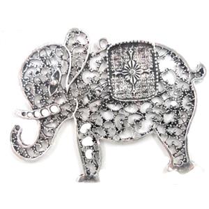 Tibetan Silver elephant charm, Lead and nickel Free, 90x70mm [DK10041]