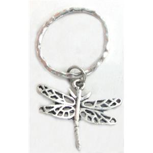 Tibetan Silver dragonfly pendants, Lead and nickel Free, 26x20mm, 23mm dia [DK10048]