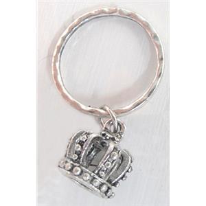 Tibetan Silver Pendant with Crown, lead and nickel free, 15mm dia, 23mm dia [DK10049]