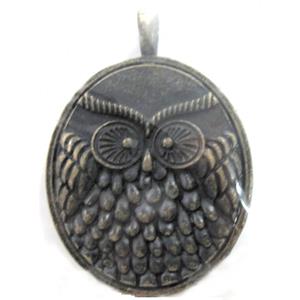 Tibetan Silver owl pendant, Lead and nickel Free, bronze, 40x58mm [DK10057]