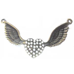 Angel Wing pendant, lead free, nickel free, bronze, approx 77mm wide [DK10060]