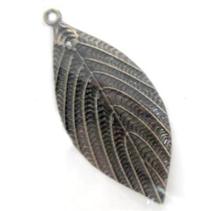 Tibetan Silver leaf pendants, Lead and nickel Free, bronze, 22x50mm [DK10064]