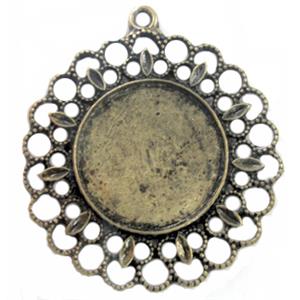 Tibetan Silver bezel tray, Lead and nickel Free, bronze, 45mm dia [DK10065]