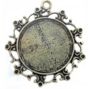 Tibetan Silver bezel tray, Lead and nickel Free, bronze, 40mm dia [DK10066]