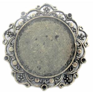Tibetan Silver bezel tray, Lead and nickel Free, bronze, 40mm dia [DK10067]