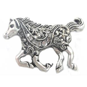 Tibetan Silver Horse, Lead and nickel Free, 45x30mm [DK10074]