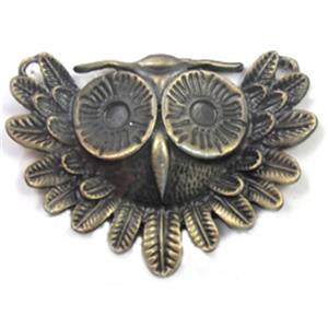 Tibetan Silver Owl charm, Lead and nickel Free, bronze, 55x40mm [DK10084]