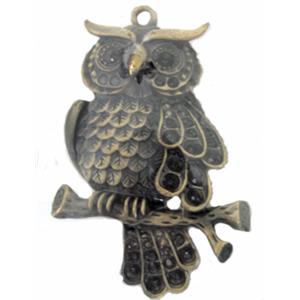 Tibetan Silver Owl pendant, Lead and nickel Free, bronze, 40x60mm [DK10094]