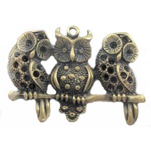 Tibetan Silver Owl, Lead and nickel Free, bronze, 55x40mm [DK10095]