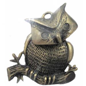 Tibetan Silver Owl, Lead and nickel Free, bronze, 45x60mm [DK10096]