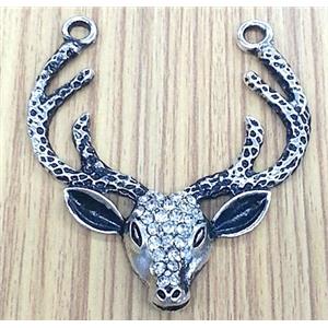 tibetan silver wapiti pendant, Non-Nickel, with rhinestone, approx 55x55mm [DK10100ASP]