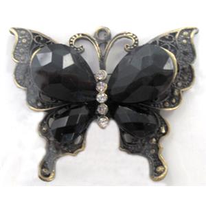 Tibetan Silver Butterfly pendant, Lead and nickel Free, bronze, 65x50mm [DK10101]