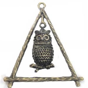 Tibetan Silver Owl pendant, Lead and nickel Free, bronze, 70x70mm [DK10102]