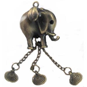 Tibetan Silver elephant pendants, Lead and nickel Free, bronze, 40x35mm, 80mm length [DK10103]