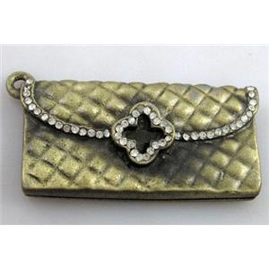 Tibetan Silver bag pendant, lead free and nickel free, bronze, 45x25mm [DK10105]