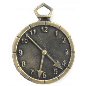 Clock charm, Tibetan Silver pendant, Lead and nickel Free, 30mm dia [DK10107]