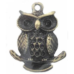 Owl charm, Tibetan Silver pendants, Lead and nickel Free, 32x36mm [DK10112]