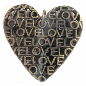 Tibetan Silver Heart Pendant, lead free and nickel free, 50mm wide [DK10113]