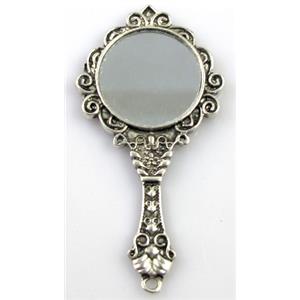 tibetan silver charms pendants, mirror-pad, non-nickel, 34x68mm [DK10116]
