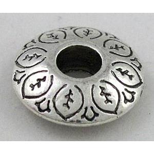 bead, tibetan silver spacer, Non-Nickel, approx 4.5x14mm, 4.5mm hole [DK10132]
