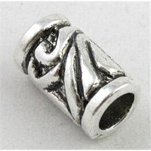 tibetan silver tube beads, Non-Nickel, approx 7x12mm, 4mm hole [DK10135]