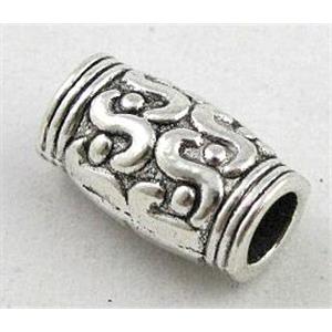 tibetan silver tube beads, Non-Nickel, approx 7x12mm, 3.5mm hole [DK10136]