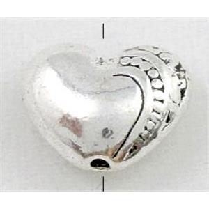 tibetan silver heart beads, Non-Nickel, approx 9mm dia [DK10141]