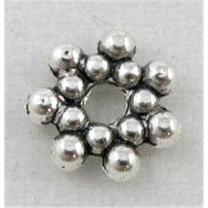 tibetan silver spacer beads, Non-Nickel, approx 6.5mm dia [DK10149]