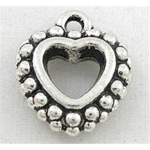 tibetan silver heart pendant, Non-Nickel, approx 11x12mm [DK10163]