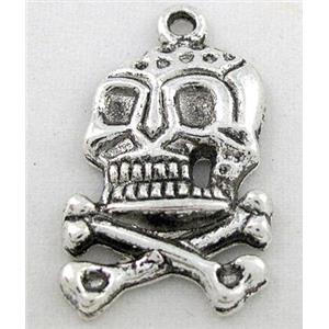 tibetan silver skull pendant, Non-Nickel, approx 16x25mm [DK10169]